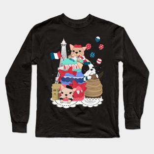 bulldog french pastry buildings Long Sleeve T-Shirt